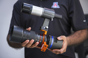 The optical sensor system, pictured here, was built with $1,500 of Reddy's RDI seed grant funding. (Photo: Mari Cleven/UA Research, Discovery & Innovation) The optical sensor system, pictured here, was built with $1,500 of Reddy's RDI seed grant funding. (Photo: Mari Cleven/UA Research, Discovery & Innovation)